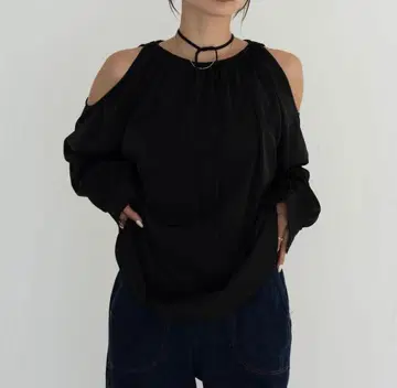 quui 2way gather blouse [ black ]