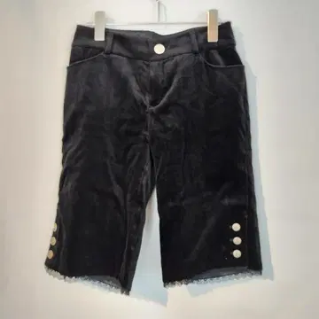 Private Label 벨로아 하프 팬츠 M 블랙 레이스 밑단