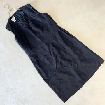 탈봇 슬리브리스 원피스 린넨 100% 블랙 XXL