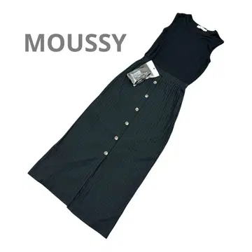Moussy 슬리브리스 롱 원피스 블랙 벨트 니트