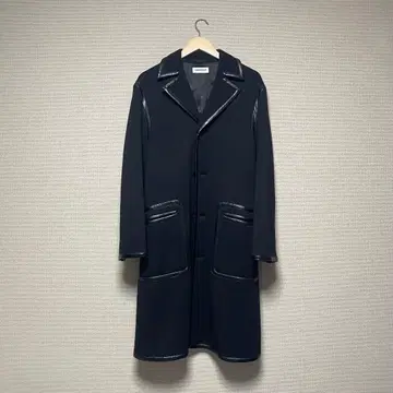 00s KARL LAGERFELD 가죽 파이핑 체스터 코트