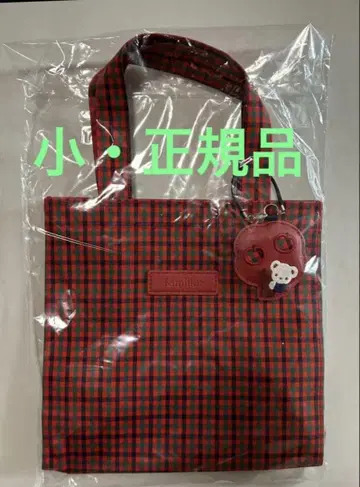 택 포함 미사용 새상품 파미리아 토트백 소 빨간색 계열 파미리아 체크