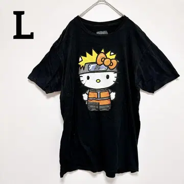 레어 콜라보 헬로키티 x 나루토 T셔츠 블랙 [ L ] 산리오 캐릭터 티