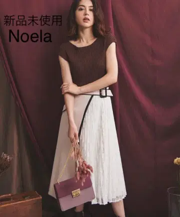 미사용 Noela 배색 레이어드 레이스 스커트