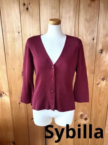 시빌라/가디건/니트/티셔츠/와인 레드/L/울 x 실크