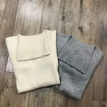 UNIQLO 캐시미어 터틀넥 스웨터 화이트, 그레이 2세트
