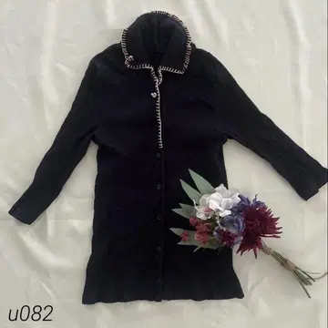 츠모리치사토 롱 가디건 면 100% 긴팔 블랙