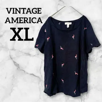 새상품급 VINTAGE AMERICA [ XL ] 플라밍고 자수 T셔츠