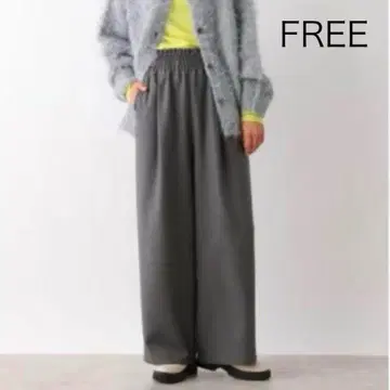 개더 와이드 팬츠 그레이 LEPSIM