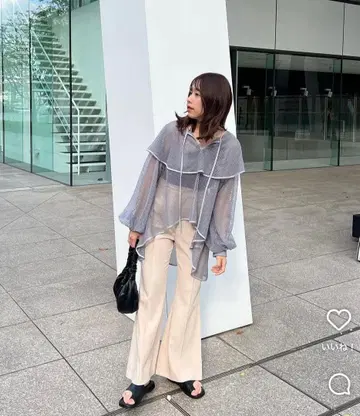 mideal 메쉬 프릴 상의 블루