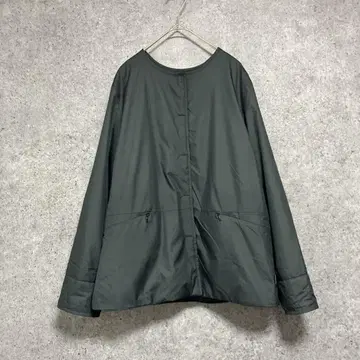 크로커다일 충전솜 노카라 다운 자켓 블랙 M