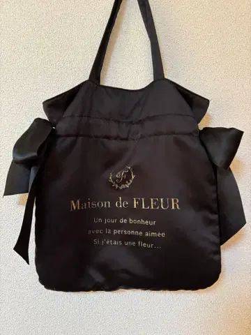 Maison de FLEUR 더블 리본 토트백 블랙