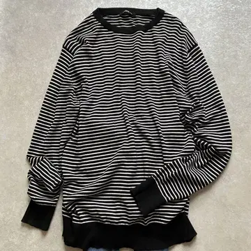 갸루리 캐시미어 100% 크루넥 보더 니트 M 남녀 공용