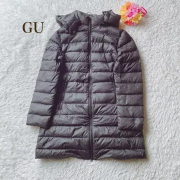 GU [XL] 후드 부착 다운 자켓 블랙 심플 경량