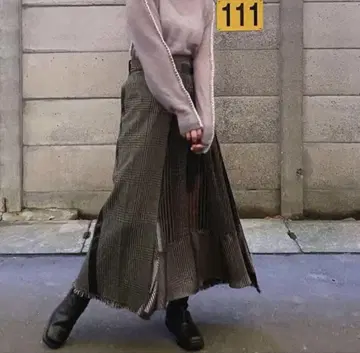 Sacai 사카이 울 글렌체크 랩 스커트