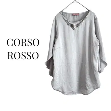 CORSOROSSO 이탈리아제 디자인 블라우스 무지 비쥬 포함 그레이