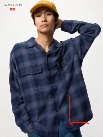 UNIQLO JWA 브러쉬드 코튼 오버 사이즈 셔츠 블루 L