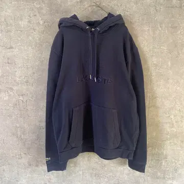 LACOSTE 라코스테 후드티 네이비 입체 로고 자수 x 악어 고급