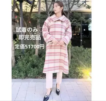 CELFORD A라인 스탠드 카라 체크 코트