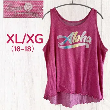 Aloha 프린트 핑크 탱크탑 XL/XG 상의 귀여운