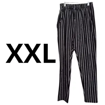 [ XXL ] 블랙 앤 화이트 스트라이프 와이드 팬츠 보더