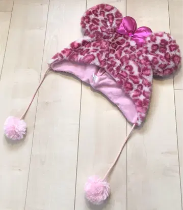 레어 도쿄 디즈니 리조트 미니 핑크 레오파드 무늬 팬캡