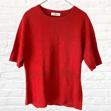 존 모어 썸머 니트 반팔 마 혼방 솔리드 컬러 포인트 컬러 비침 선명함