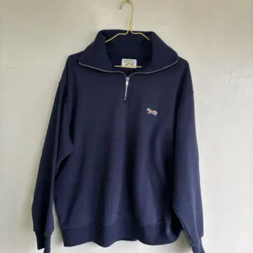 The Fox Collection 네이비 하프 지퍼 맨투맨