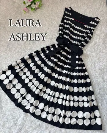 로라 애슐리 LAURA ASHLEY 리본 슬리브리스 원피스 도트