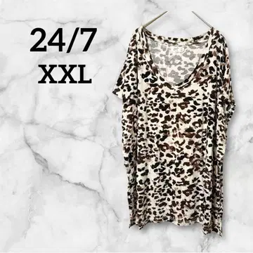 한정판 24/7 [ XXL ] 레오파드 무늬 V넥 T셔츠 여름옷