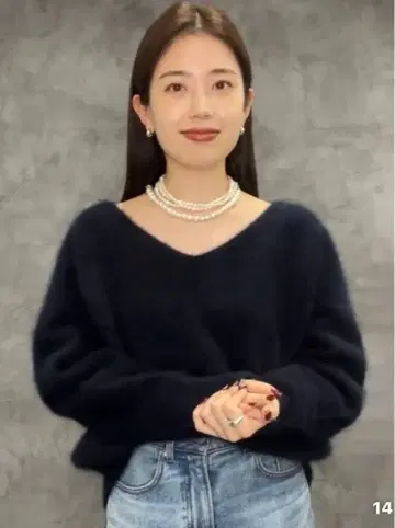 anuans 라쿤 폭스 2way 넥 풀오버 네이비