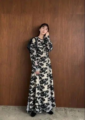 [ CLANE ] FLOWER JACQUARD ONE PIECE
