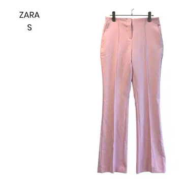 [ ZARA ] 핑크 플레어 팬츠 S 센터 프레스 하이웨스트 a1035