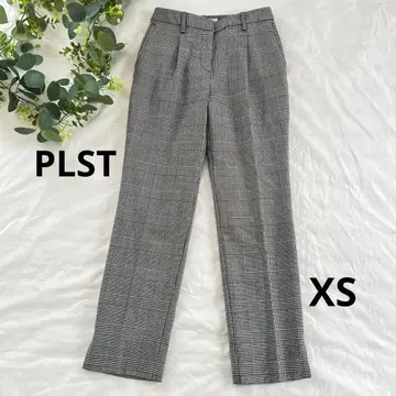 [ PLST ] 그레이 계열 체크 무늬 스트레이트 팬츠 XS