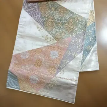 기하학 패턴 후쿠로 오비 실크제