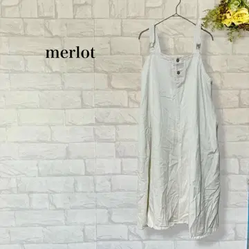 멀로 오버롤 스커트 화이트 데님 원피스 캐주얼 화이트 귀여운
