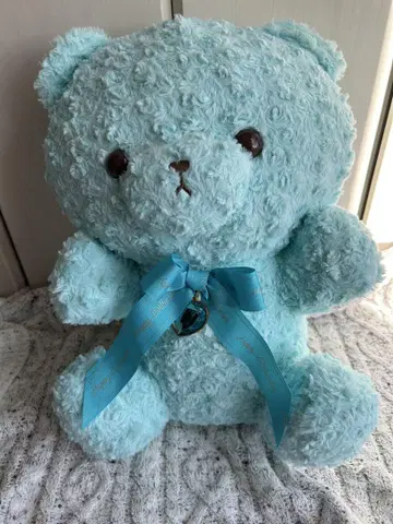스카이블루 곰 봉제 인형 생일 리본 포함