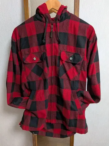 Pendleton 후드 부착 자켓 빨간색 블랙 체크