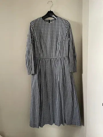 YA ECA 체크 무늬 개더 플레어 원피스
