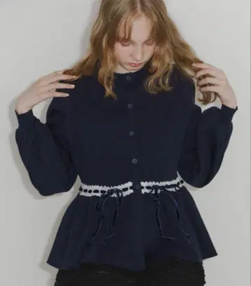 idem 이뎀 velours ribbon peplum cardigan