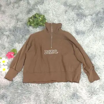 [ Pinkatte ] 브라운 하이넥 상의 (S) 하프 지퍼 긴팔