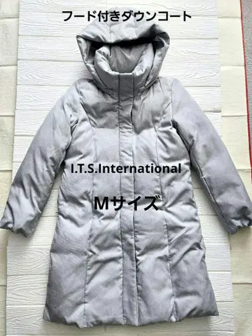 I.T.S. International 그레이 후드 부착 롱 다운 코트 M