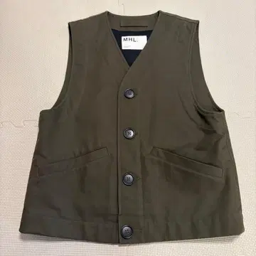 MHL. 마가렛호웰 안감 부착 코튼 베스트 그린 S 사이즈