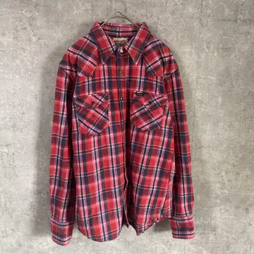 Wrangler 빈티지 체크 셔츠 레드 플란넬 셔츠 사이즈 L