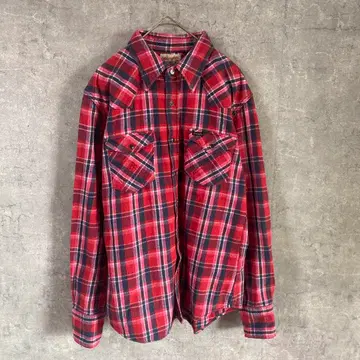 Wrangler 빈티지 체크 셔츠 레드 플란넬 셔츠 사이즈 L