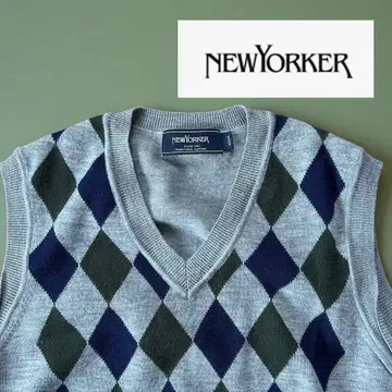 NEWYORKER 다이아몬드 패턴 V넥 니트 베스트