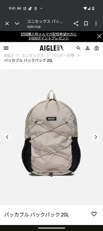 AIGLE 백패커블 백팩 20L