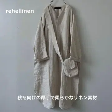 rehellinen 베이스라인 롱 셔츠 가을/겨울용 린넨 원피스