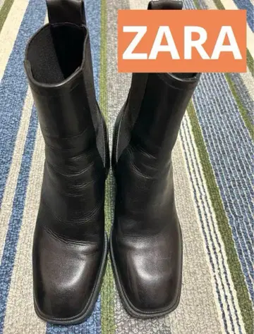 [ ZARA ] 블랙 사이드 고어 부츠 하이힐