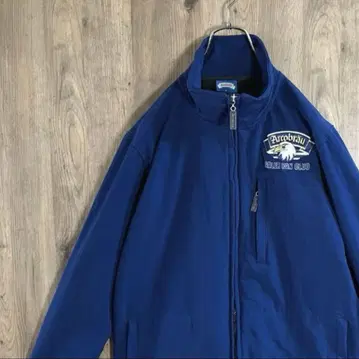 빈티지 자켓 풀 집업 자수 로고 안감 플리스 네이비 L28